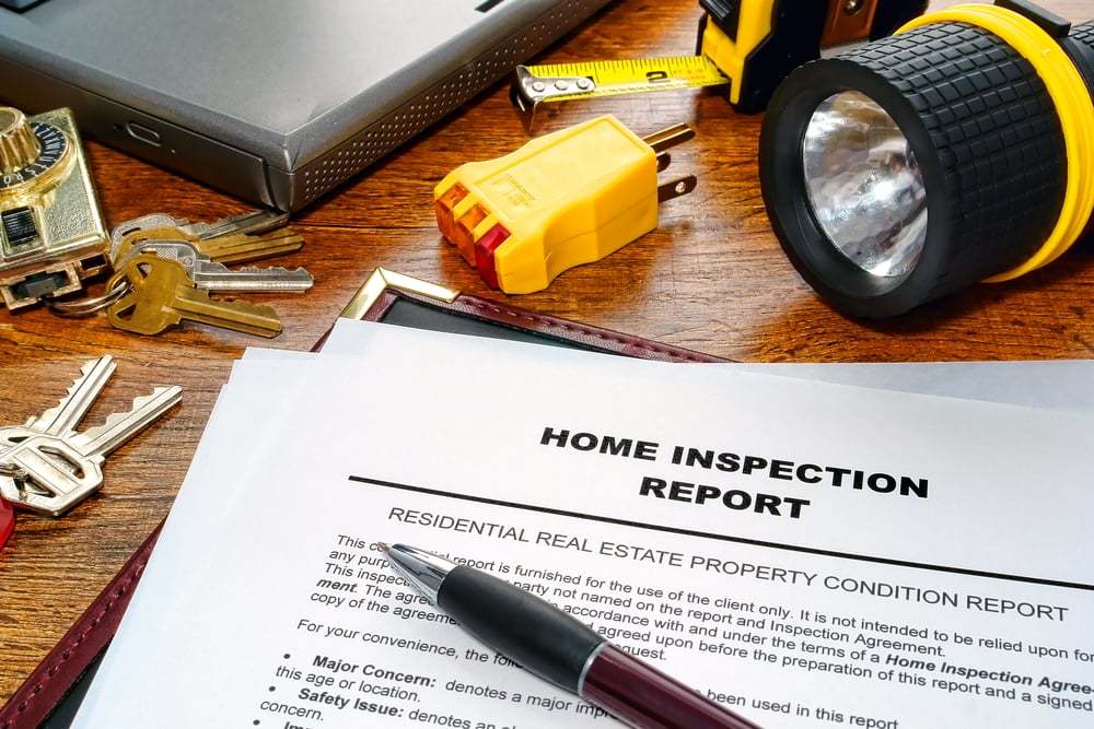 home inspection report and tools