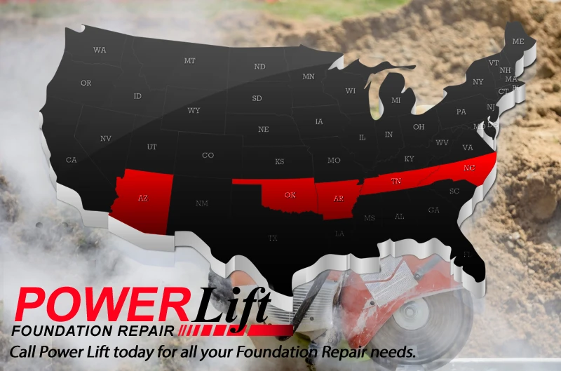 Locations PowerLift Foundation Repair in AR, TN, OK, AZ and NC
