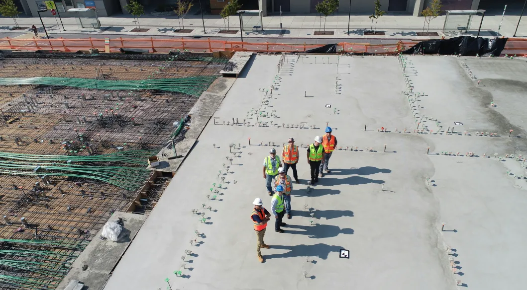 people working on commercial foundation people working on commercial foundation