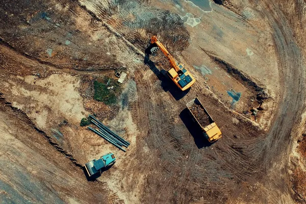 Aerial shot of a construction site Aerial shot of a construction site