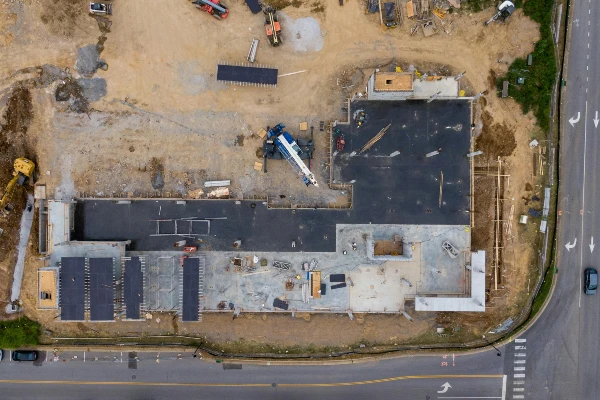 Aerial view of a slab-on-grade foundation Aerial view of a slab-on-grade foundation