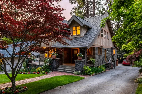 House with mulch and hardscaping House with mulch and hardscaping