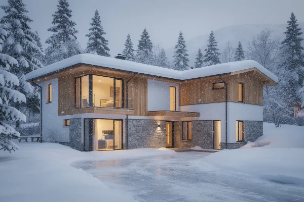 a sturdy house standing resiliently against winter weather a sturdy house standing resiliently against winter weather