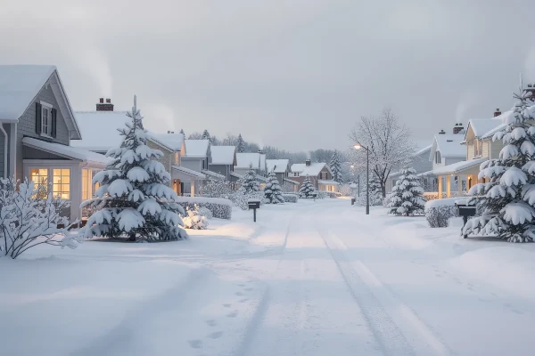 houses blanketed in snow during the winter season houses blanketed in snow during the winter season