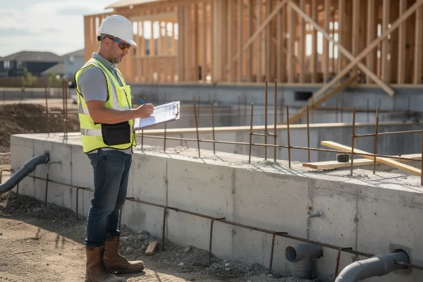man conducting an inspection while holding a checklist man conducting an inspection while holding a checklist